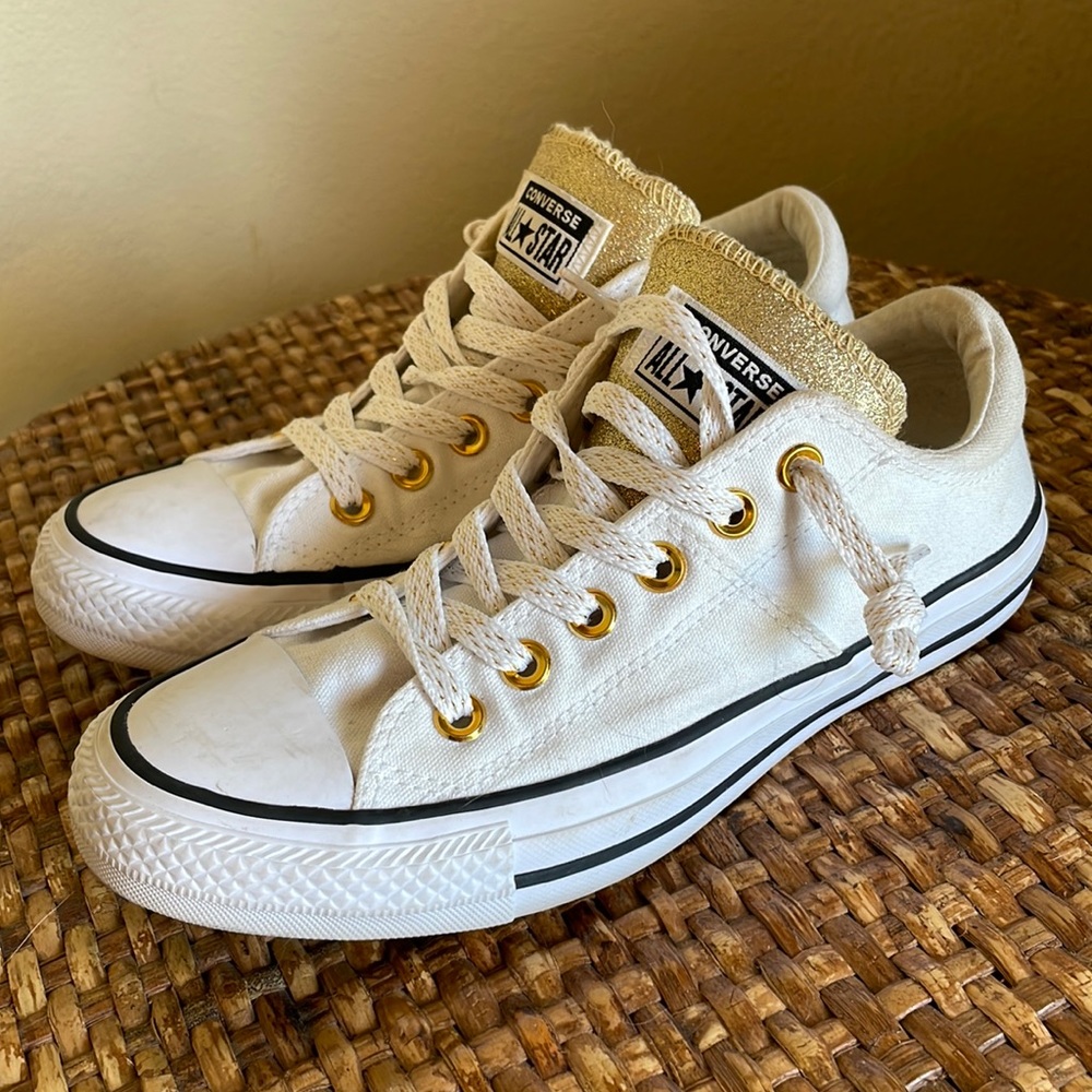 Converse All Star white and gold glitter